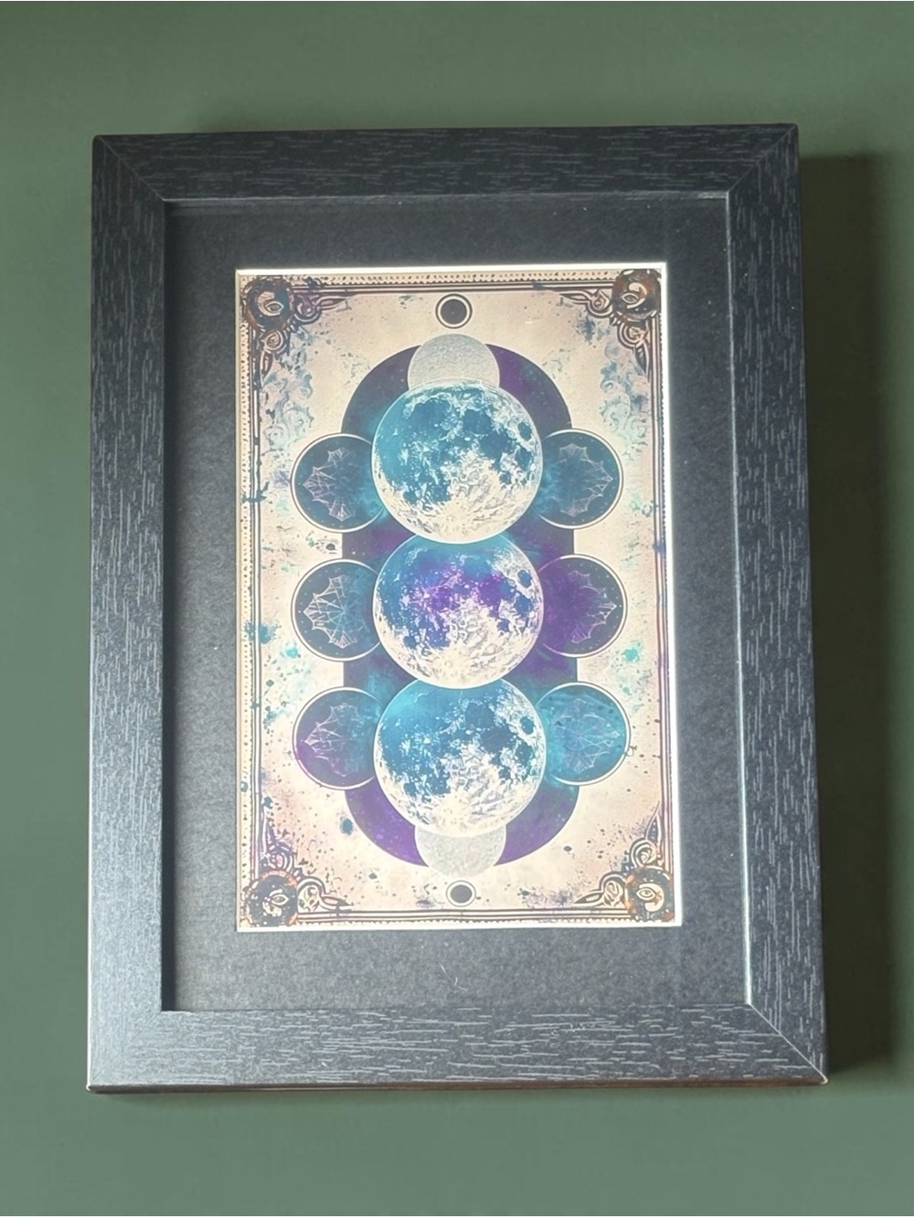 🌙 Mystical Triple Moon Goddess Framed Art – Brand New!